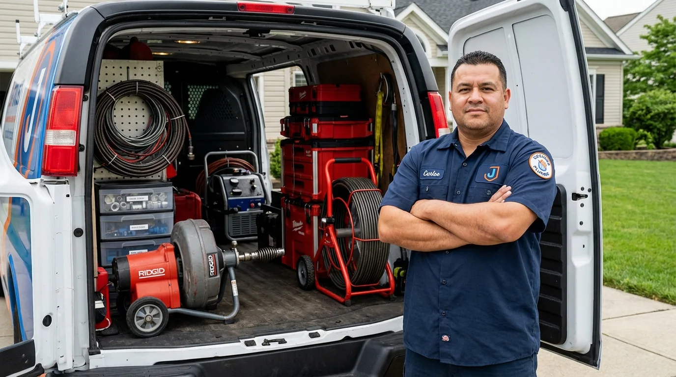 Professional drain cleaning equipment and Johns Plumbing LLC plumber in Wake Forest