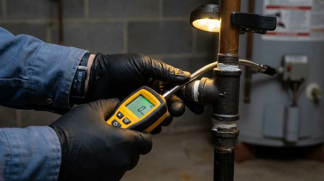 Gas leak detection with electronic sniffer by Johns Plumbing LLC in Wake Forest