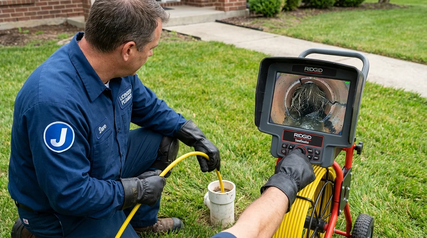 Sewer camera inspection being performed by Johns Plumbing LLC in Wake Forest